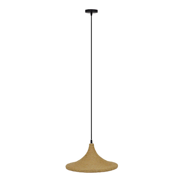 GloboStar® SHANGHAI ROPE 00917 Μοντέρνο Κρεμαστό Φωτιστικό Οροφής Μονόφωτο 1 x E27 με Μπεζ Σχοινί Καμπάνα Φ37 x Υ20cm - ledmania.gr