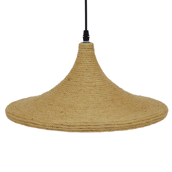 GloboStar® SHANGHAI ROPE 00917 Μοντέρνο Κρεμαστό Φωτιστικό Οροφής Μονόφωτο 1 x E27 με Μπεζ Σχοινί Καμπάνα Φ37 x Υ20cm - ledmania.gr