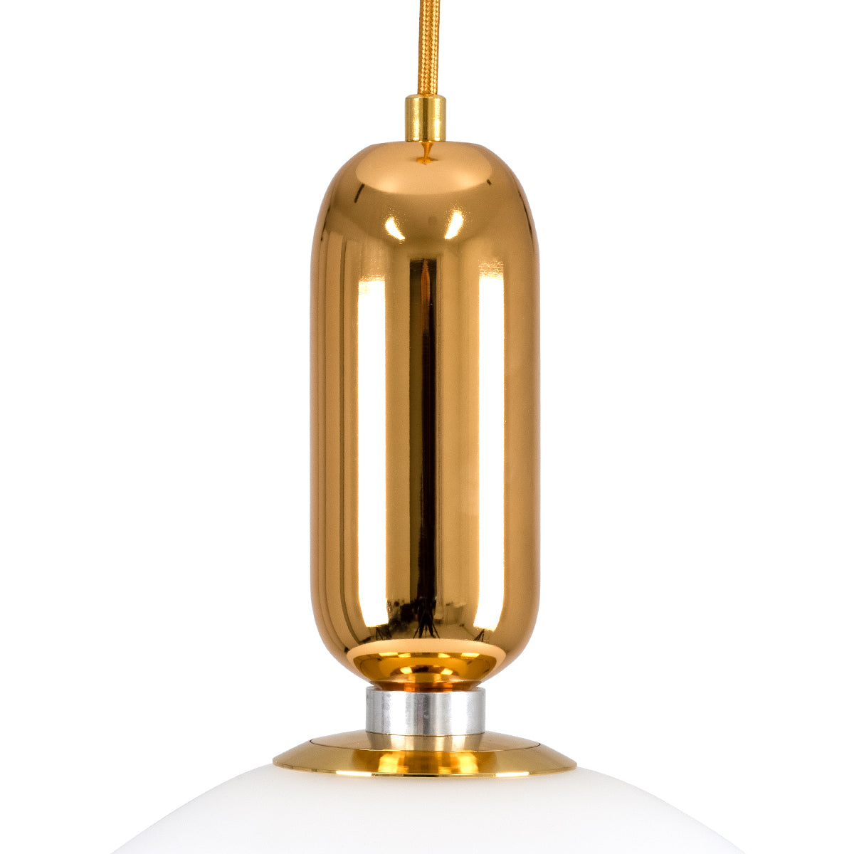 GLOBOSTAR® MAVERICK 00940 Μοντέρνο Κρεμαστό Φωτιστικό Οροφής με Ντουί 1 x E27 AC 220-240V IP20 - Χρυσό & Λευκό - Μ30 x Π30 x Υ48cm - ledmania.gr