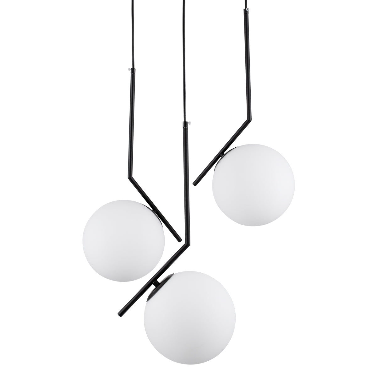 GloboStar® MONROE 00952 Μοντέρνο Κρεμαστό Φωτιστικό Οροφής Τρίφωτο 3 x E27 Μαύρο - Λευκό Μεταλλικό Μπάλα Φ60 x Υ50cm - ledmania.gr