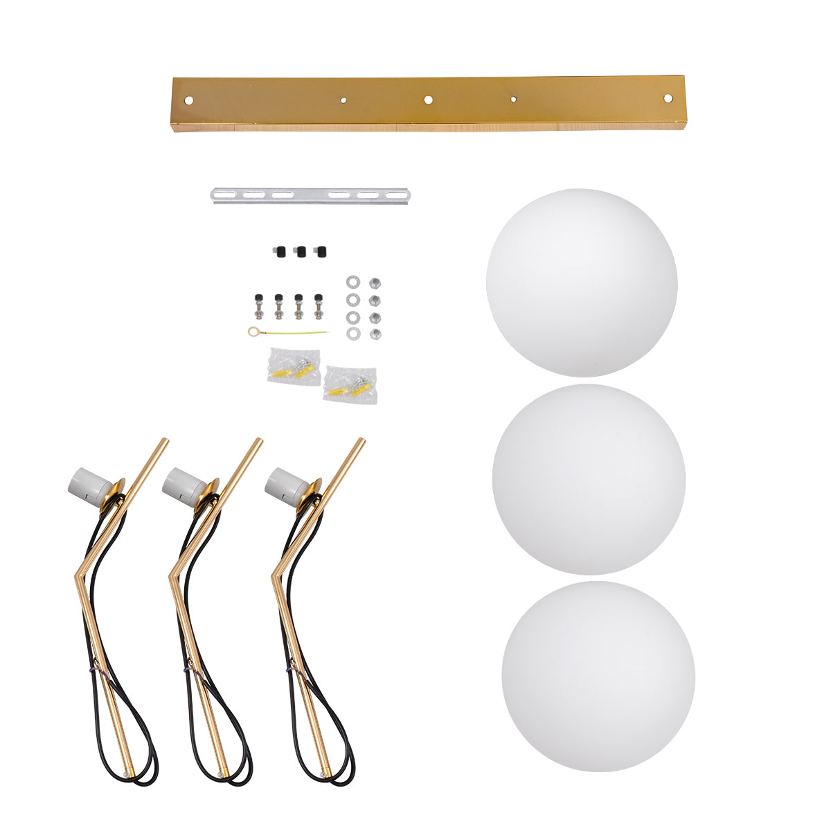 GLOBOSTAR® MONROE 00955 Μοντέρνο Κρεμαστό Φωτιστικό Οροφής με Ντουί 3 x E27 AC 220-240V IP20 - Χρυσό & Λευκό - Μ74 x Π25 x Υ50cm - ledmania.gr