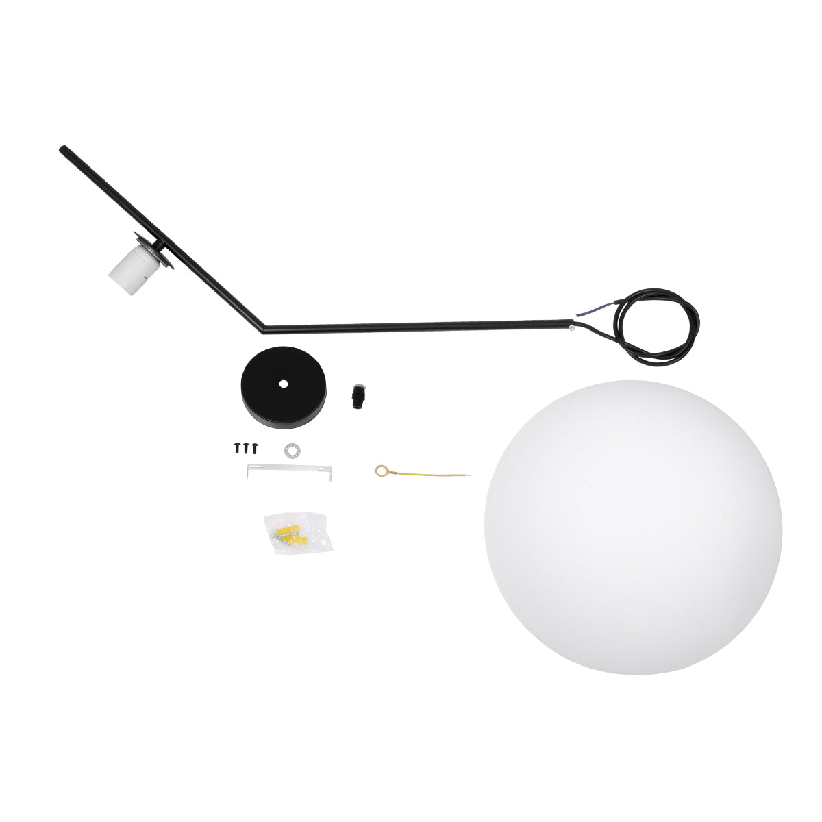 GloboStar® MONROE 00957 Μοντέρνο Κρεμαστό Φωτιστικό Οροφής Μονόφωτο 1 x E27 Μαύρο - Λευκό Μεταλλικό Μπάλα Φ30 x Υ75cm - ledmania.gr