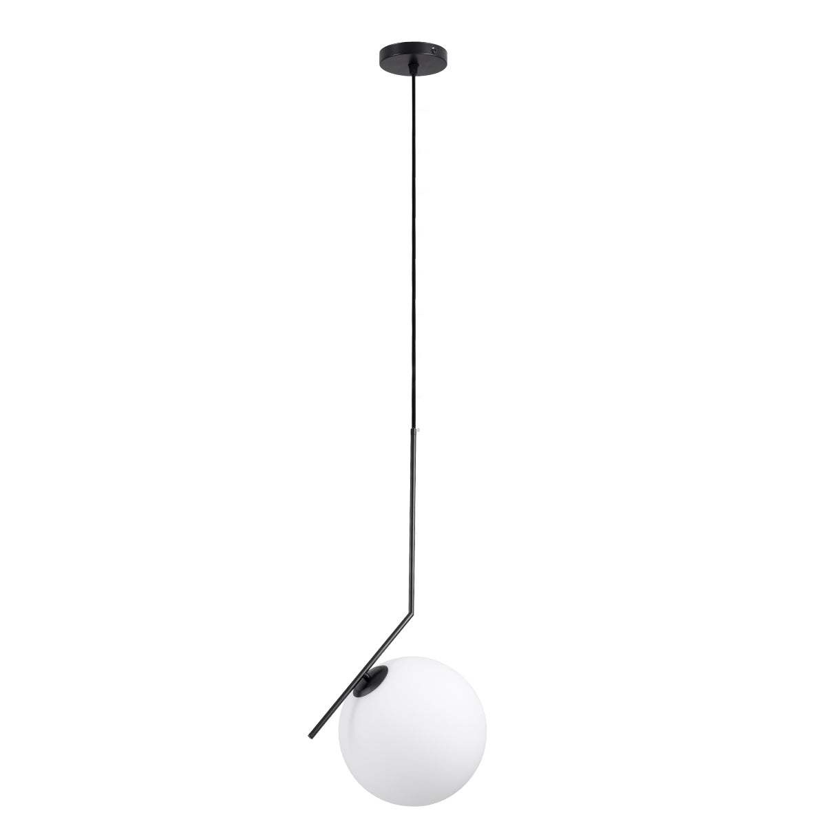 GloboStar® MONROE 00957 Μοντέρνο Κρεμαστό Φωτιστικό Οροφής Μονόφωτο 1 x E27 Μαύρο - Λευκό Μεταλλικό Μπάλα Φ30 x Υ75cm - ledmania.gr