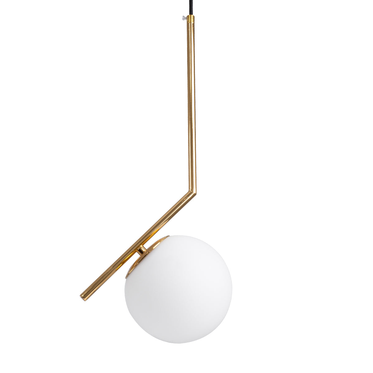 GloboStar® MONROE 00958 Μοντέρνο Κρεμαστό Φωτιστικό Οροφής Μονόφωτο 1 x E27 Χρυσό - Λευκό Μεταλλικό Μπάλα Φ15 x Υ49cm - ledmania.gr