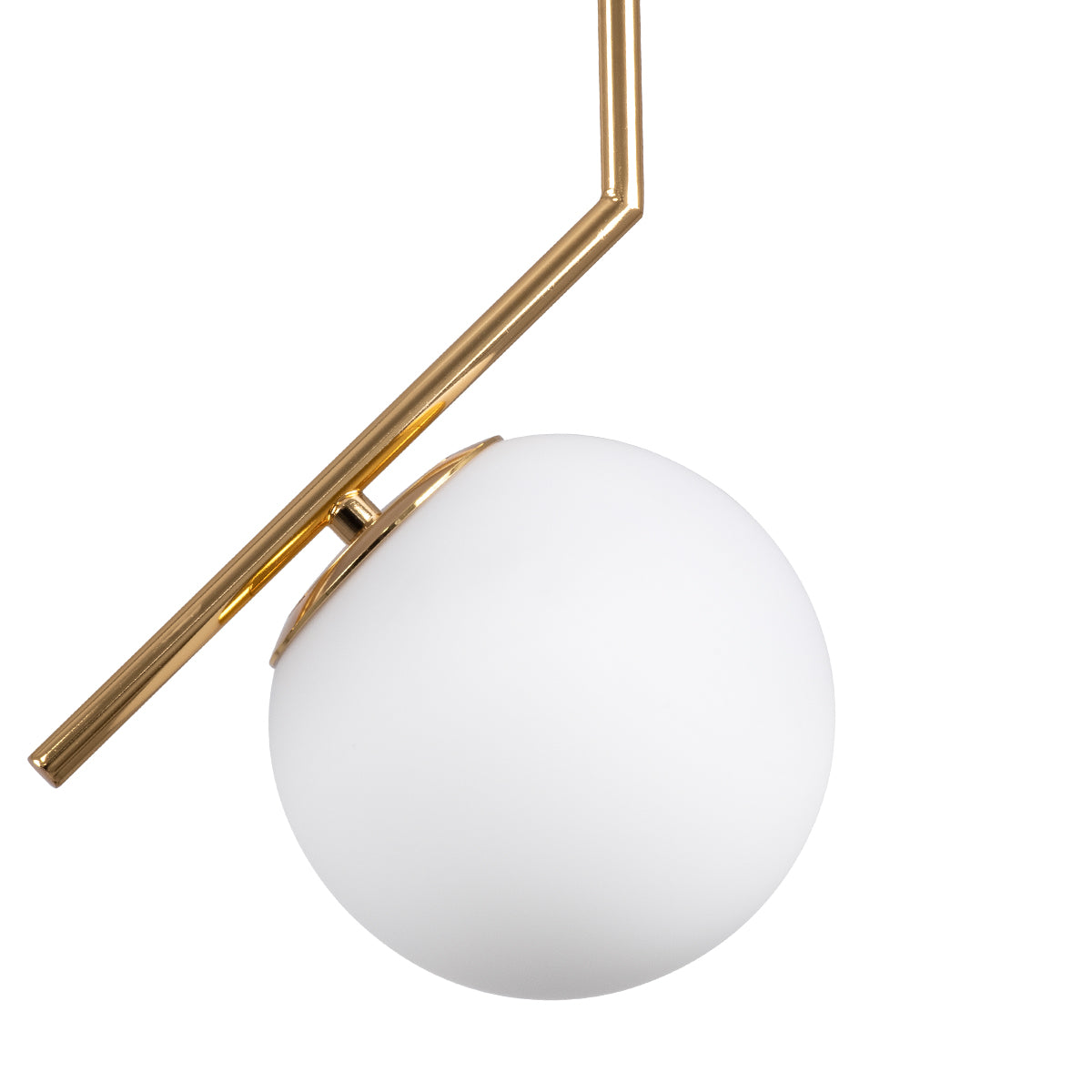 GloboStar® MONROE 00958 Μοντέρνο Κρεμαστό Φωτιστικό Οροφής Μονόφωτο 1 x E27 Χρυσό - Λευκό Μεταλλικό Μπάλα Φ15 x Υ49cm - ledmania.gr