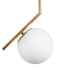 GloboStar® MONROE 00958 Μοντέρνο Κρεμαστό Φωτιστικό Οροφής Μονόφωτο 1 x E27 Χρυσό - Λευκό Μεταλλικό Μπάλα Φ15 x Υ49cm - ledmania.gr