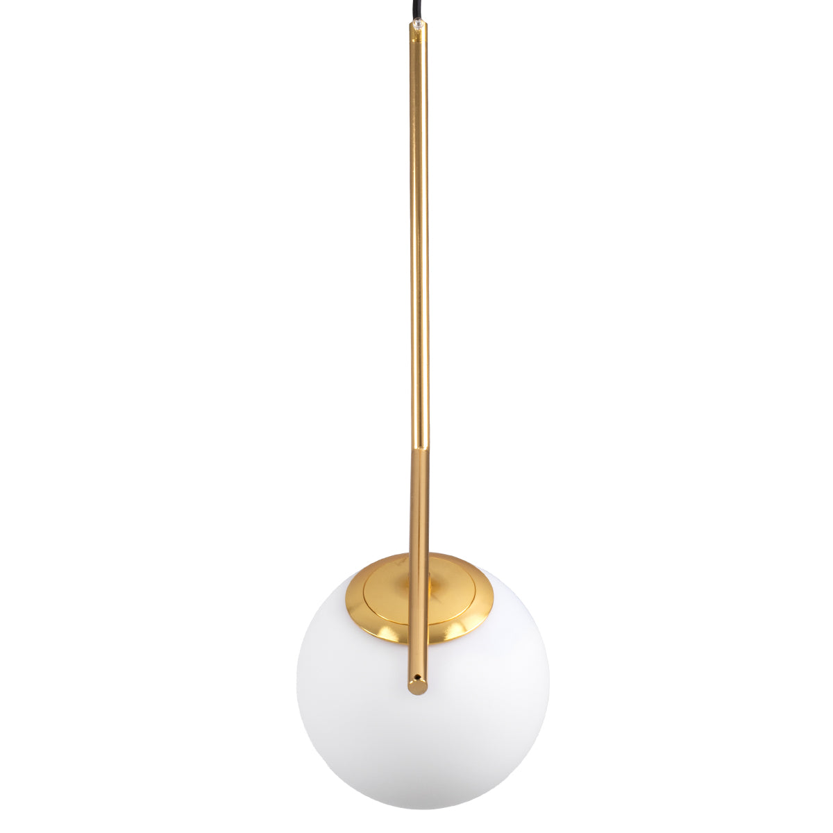 GloboStar® MONROE 00958 Μοντέρνο Κρεμαστό Φωτιστικό Οροφής Μονόφωτο 1 x E27 Χρυσό - Λευκό Μεταλλικό Μπάλα Φ15 x Υ49cm - ledmania.gr