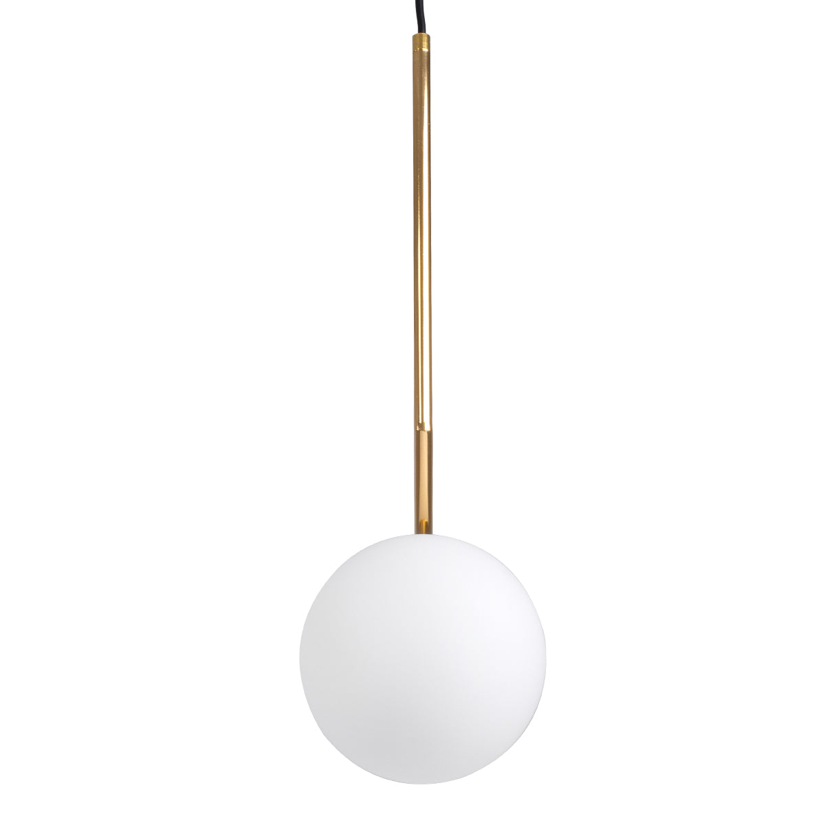 GloboStar® MONROE 00958 Μοντέρνο Κρεμαστό Φωτιστικό Οροφής Μονόφωτο 1 x E27 Χρυσό - Λευκό Μεταλλικό Μπάλα Φ15 x Υ49cm - ledmania.gr