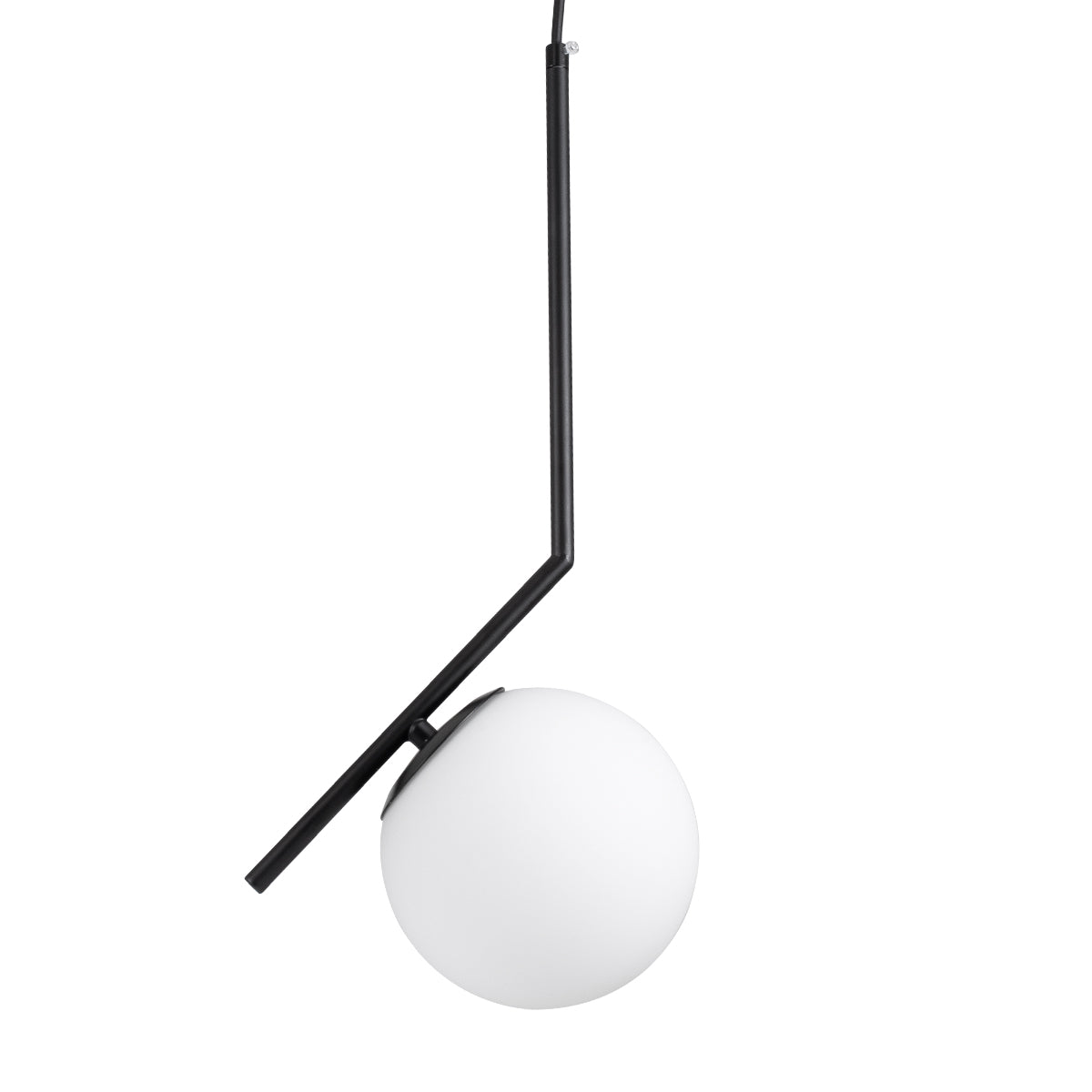 GloboStar® MONROE 00959 Μοντέρνο Κρεμαστό Φωτιστικό Οροφής Μονόφωτο 1 x E27 Μαύρο - Λευκό Μεταλλικό Μπάλα Φ15 x Υ49cm - ledmania.gr