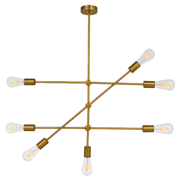 GloboStar® ESTHER 00993 Μοντέρνο Industrial Φωτιστικό Οροφής Πολύφωτο 7 x E27 Χρυσό Μεταλλικό Φ75 x Υ88cm - ledmania.gr