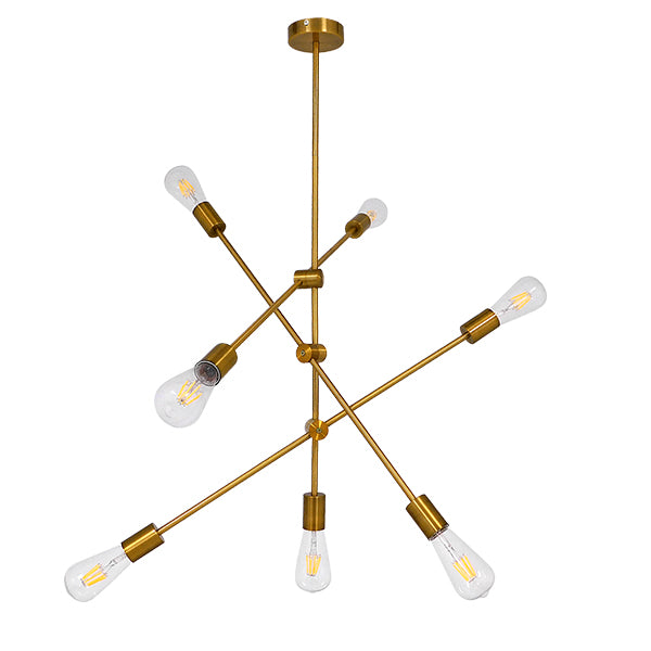 GloboStar® ESTHER 00993 Μοντέρνο Industrial Φωτιστικό Οροφής Πολύφωτο 7 x E27 Χρυσό Μεταλλικό Φ75 x Υ88cm - ledmania.gr