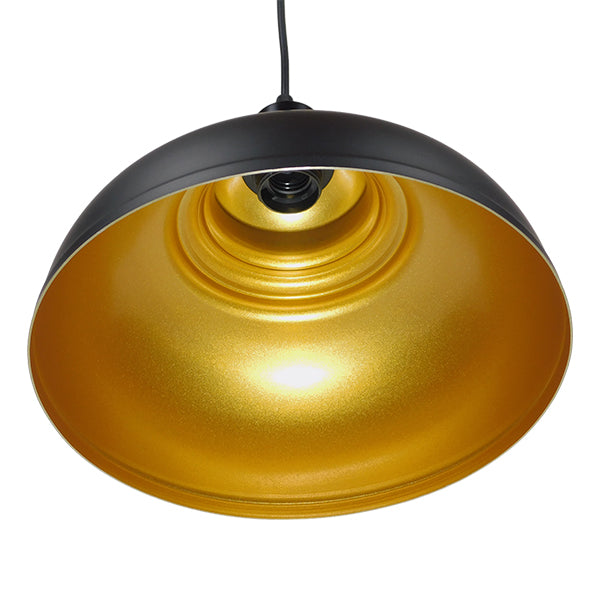 GloboStar® ANDY 01000 Μοντέρνο Κρεμαστό Φωτιστικό Καμπάνα Μονόφωτο 1 x E27 IP20 Μαύρο & Χρυσό Μέταλλο - Μ35 x Π35 x Y28cm - ledmania.gr