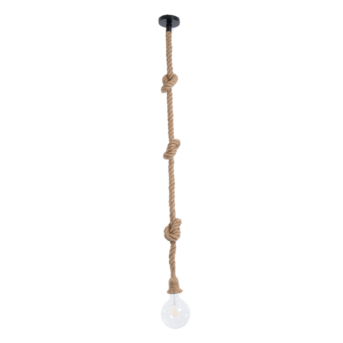 GLOBOSTAR® ROPE 01018 Boho Κρεμαστό Φωτιστικό Οροφής με Ντουί 1 x E27 AC 220-240V IP20 - Μπεζ - Μ3.5 x Π3.5 x Υ200cm - ledmania.gr