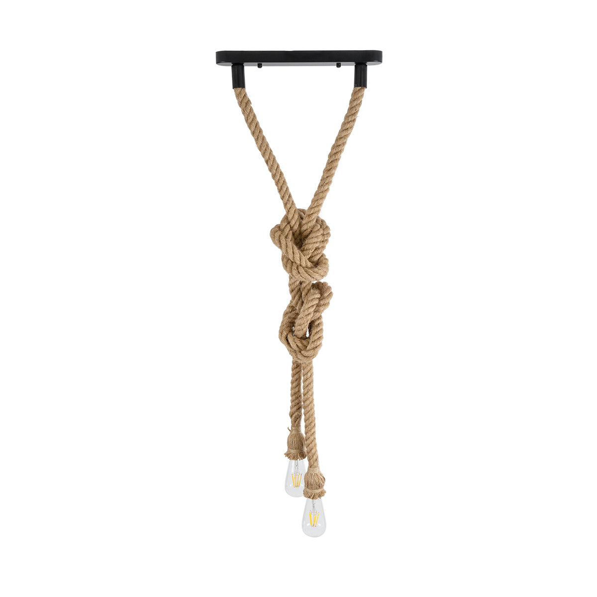 GLOBOSTAR® ROPE 01019 Boho Κρεμαστό Φωτιστικό Οροφής με Ντουί 2 x E27 AC 220-240V IP20 - Μπεζ - Μ38 x Π3.5 x Υ200cm - ledmania.gr