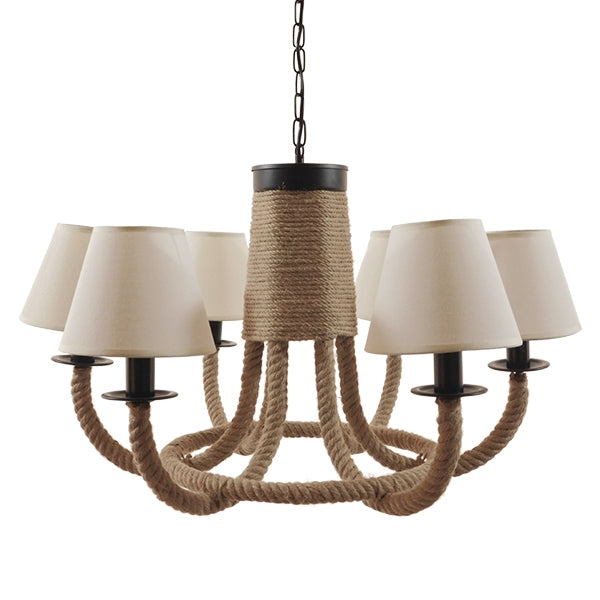 GLOBOSTAR® VERONE 10001020 Vintage Κρεμαστό Φωτιστικό Οροφής με Ντουί 6 x E14 AC 220-240V IP20 - Μπεζ - Μ65 x Π65 x Υ45cm