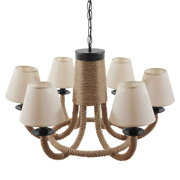 GLOBOSTAR® VERONE 10001020 Vintage Κρεμαστό Φωτιστικό Οροφής με Ντουί 6 x E14 AC 220-240V IP20 - Μπεζ - Μ65 x Π65 x Υ45cm