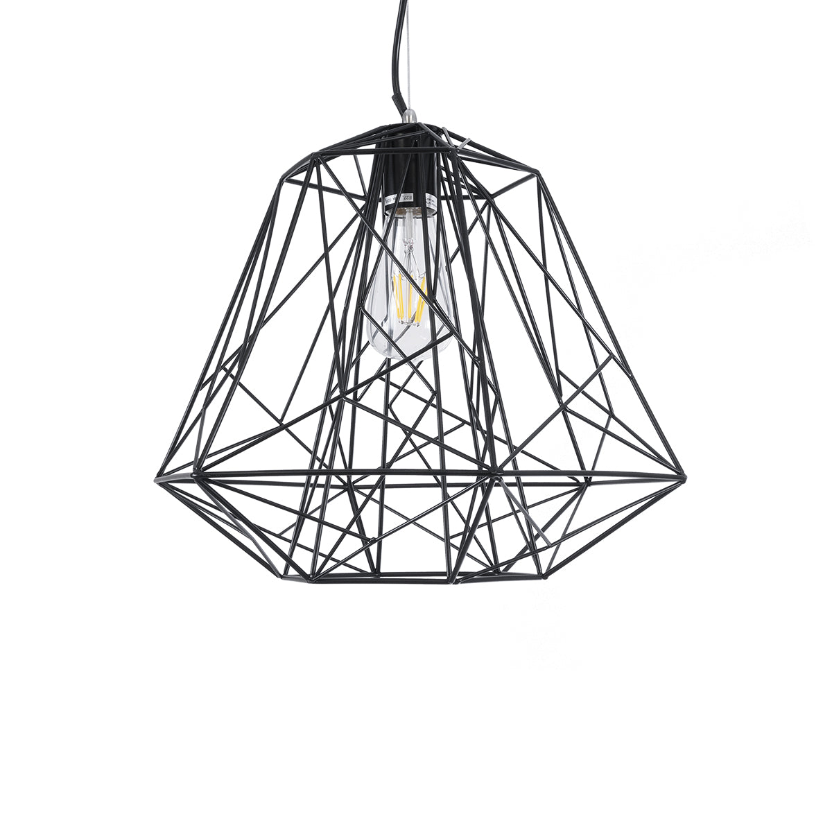 GLOBOSTAR® GRID 01022 Vintage Κρεμαστό Φωτιστικό Οροφής με Ντουί 1 x E27 AC 220-240V IP20 - Μαύρο - Μ40 x Π40 x Υ33cm - ledmania.gr