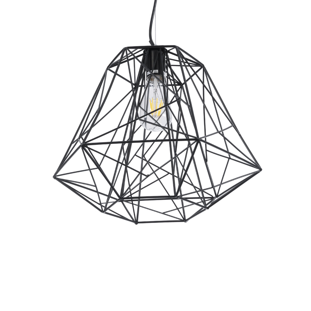 GLOBOSTAR® GRID 01022 Vintage Κρεμαστό Φωτιστικό Οροφής με Ντουί 1 x E27 AC 220-240V IP20 - Μαύρο - Μ40 x Π40 x Υ33cm - ledmania.gr