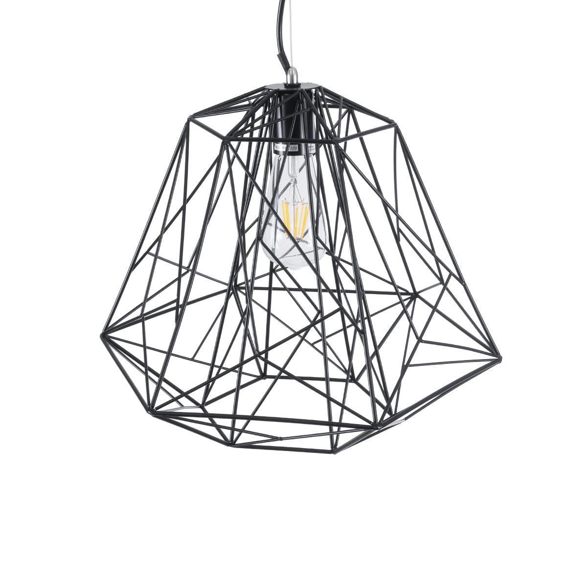 GLOBOSTAR® GRID 01022 Vintage Κρεμαστό Φωτιστικό Οροφής με Ντουί 1 x E27 AC 220-240V IP20 - Μαύρο - Μ40 x Π40 x Υ33cm - ledmania.gr