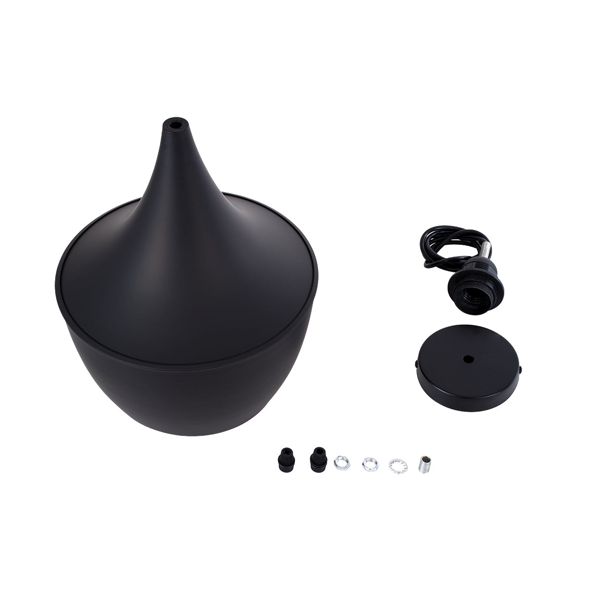 GloboStar® SHANGHAI BLACK 01025-A Μοντέρνο Κρεμαστό Φωτιστικό Οροφής Μονόφωτο 1 x E27 Μαύρο Μεταλλικό Καμπάνα Φ25 x Υ30cm - ledmania.gr