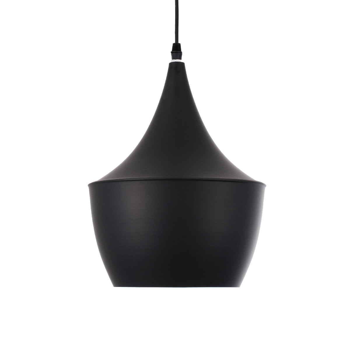 GloboStar® SHANGHAI BLACK 01025-A Μοντέρνο Κρεμαστό Φωτιστικό Οροφής Μονόφωτο 1 x E27 Μαύρο Μεταλλικό Καμπάνα Φ25 x Υ30cm - ledmania.gr
