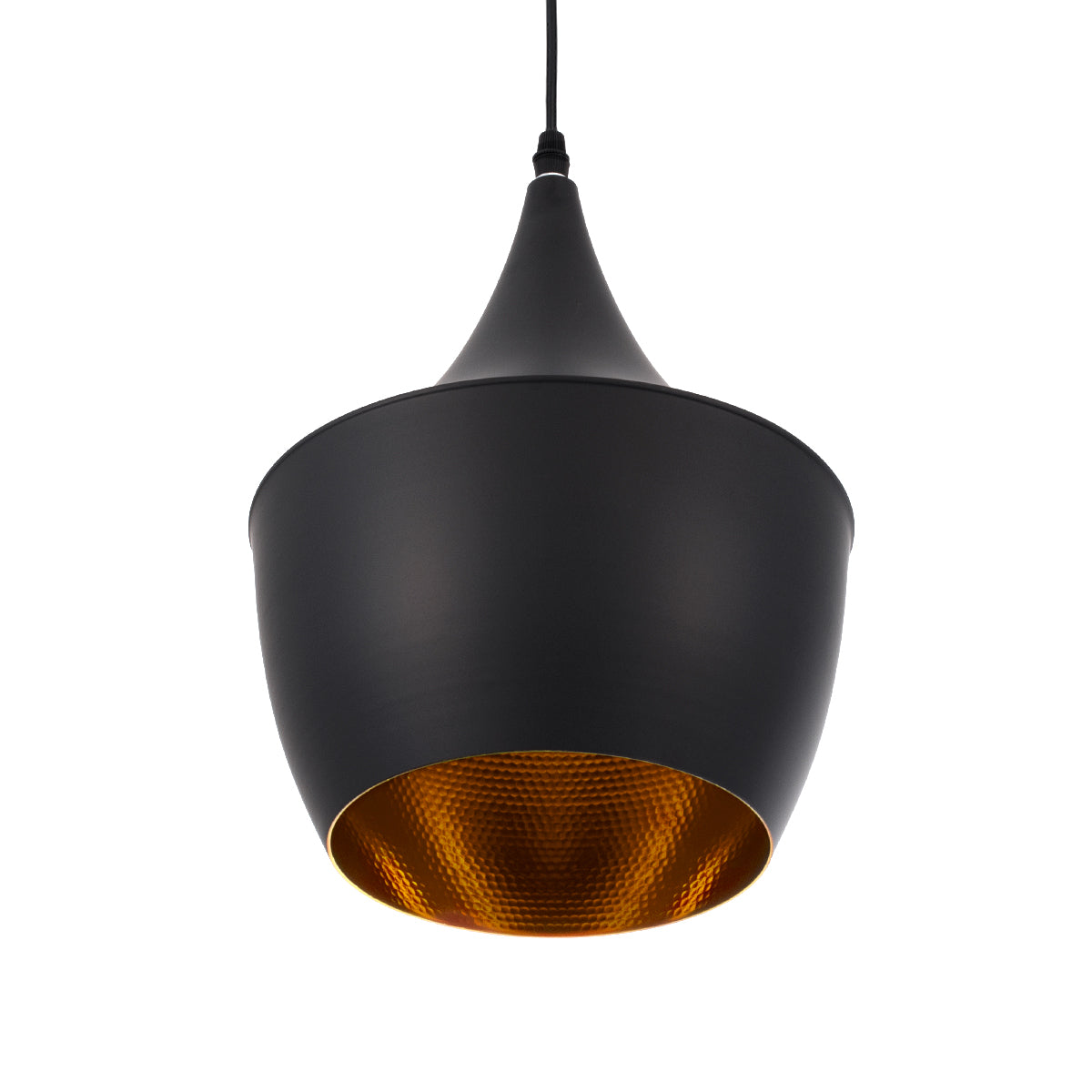 GloboStar® SHANGHAI BLACK 01025-A Μοντέρνο Κρεμαστό Φωτιστικό Οροφής Μονόφωτο 1 x E27 Μαύρο Μεταλλικό Καμπάνα Φ25 x Υ30cm - ledmania.gr