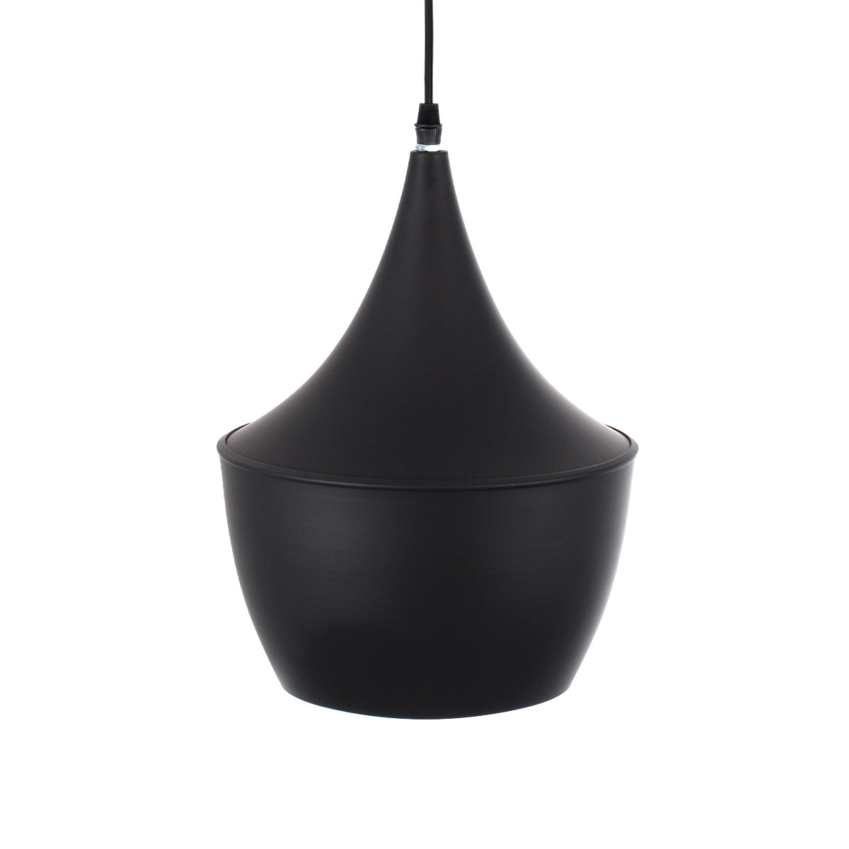 GloboStar® SHANGHAI BLACK 01025-A Μοντέρνο Κρεμαστό Φωτιστικό Οροφής Μονόφωτο 1 x E27 Μαύρο Μεταλλικό Καμπάνα Φ25 x Υ30cm - ledmania.gr