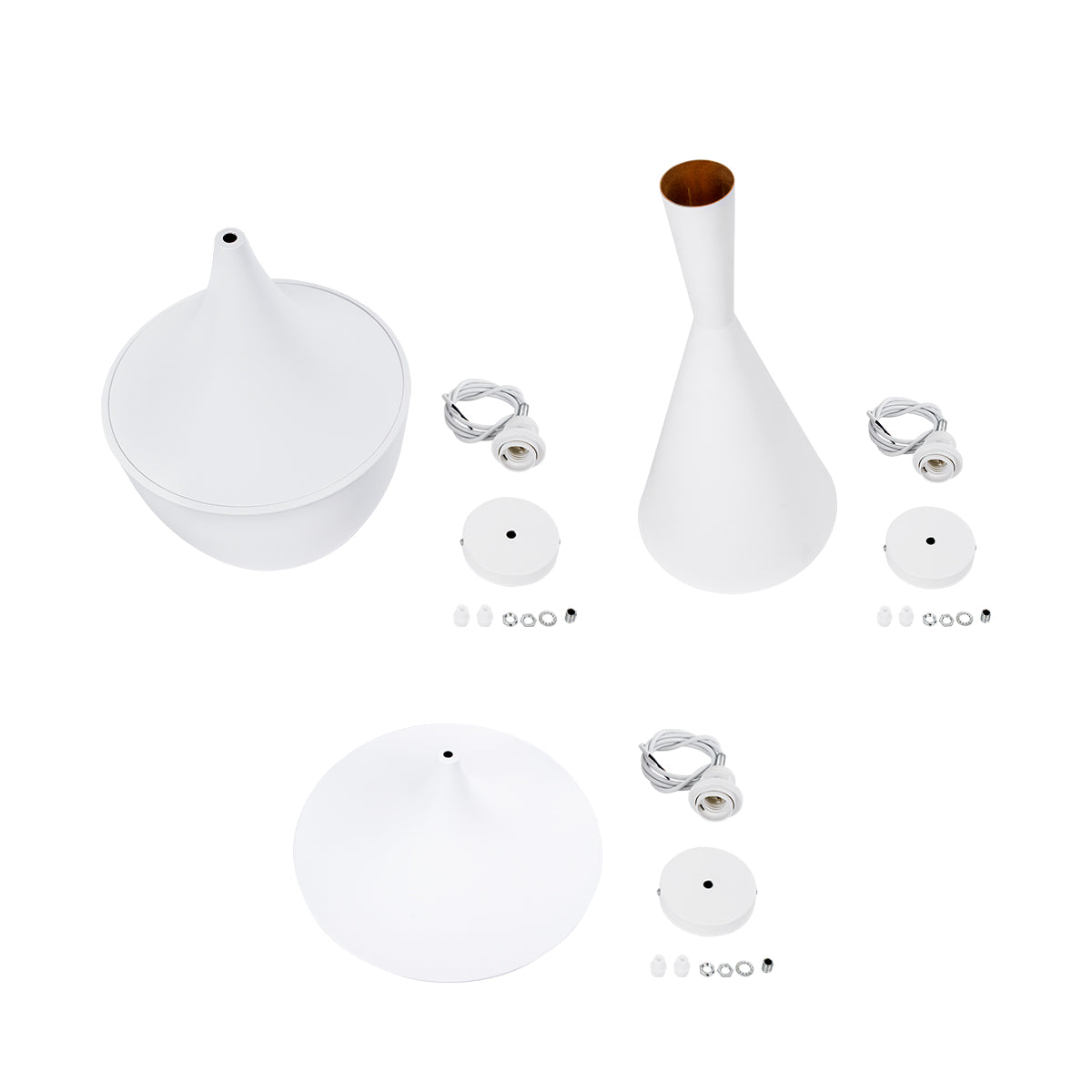 GloboStar® SHANGHAI 01026 Μοντέρνο Κρεμαστό Φωτιστικό Καμπάνα Σετ Τρίφωτο 3 x E27 IP20 Λευκό & Χρυσό Μέταλλο - Μ79.5 x Π79.5 x Υ38cm - ledmania.gr