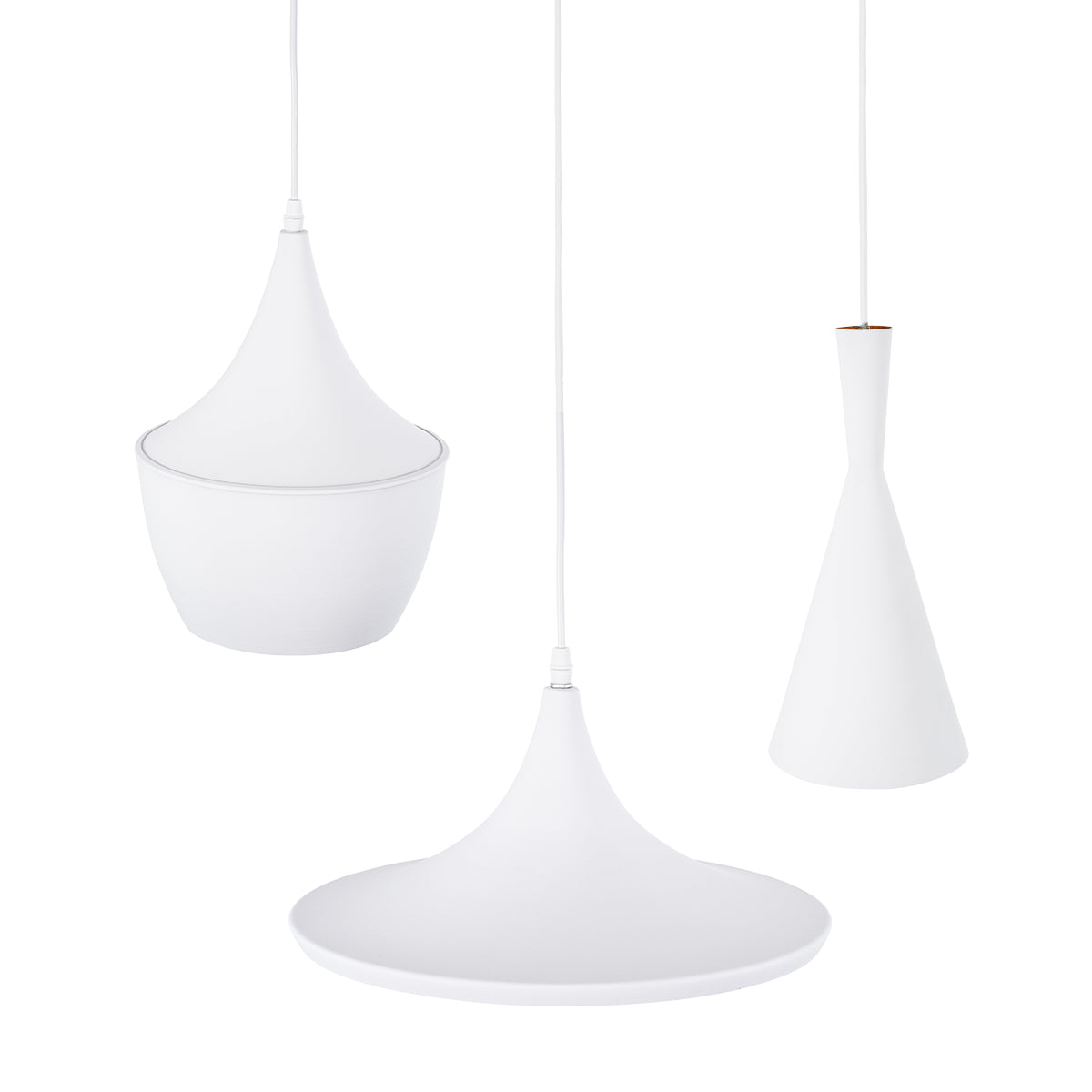 GloboStar® SHANGHAI 01026 Μοντέρνο Κρεμαστό Φωτιστικό Καμπάνα Σετ Τρίφωτο 3 x E27 IP20 Λευκό & Χρυσό Μέταλλο - Μ79.5 x Π79.5 x Υ38cm - ledmania.gr