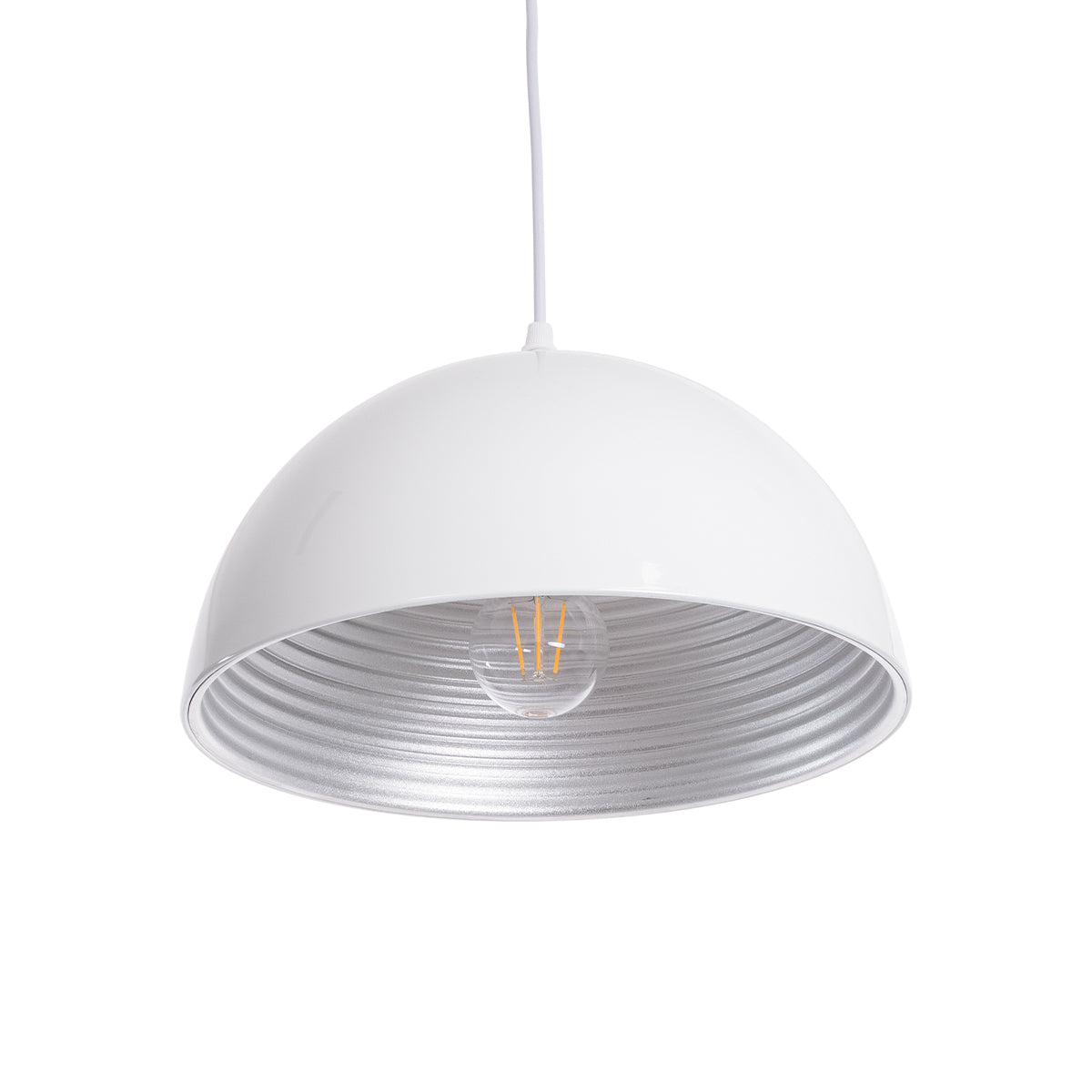 GloboStar® CHIME 01030 Μοντέρνο Κρεμαστό Φωτιστικό Οροφής Μονόφωτο 1 x E27 AC220-240V IP20 - Φ30 x Υ16cm - Λευκό Μεταλλικό Καμπάνα - ledmania.gr