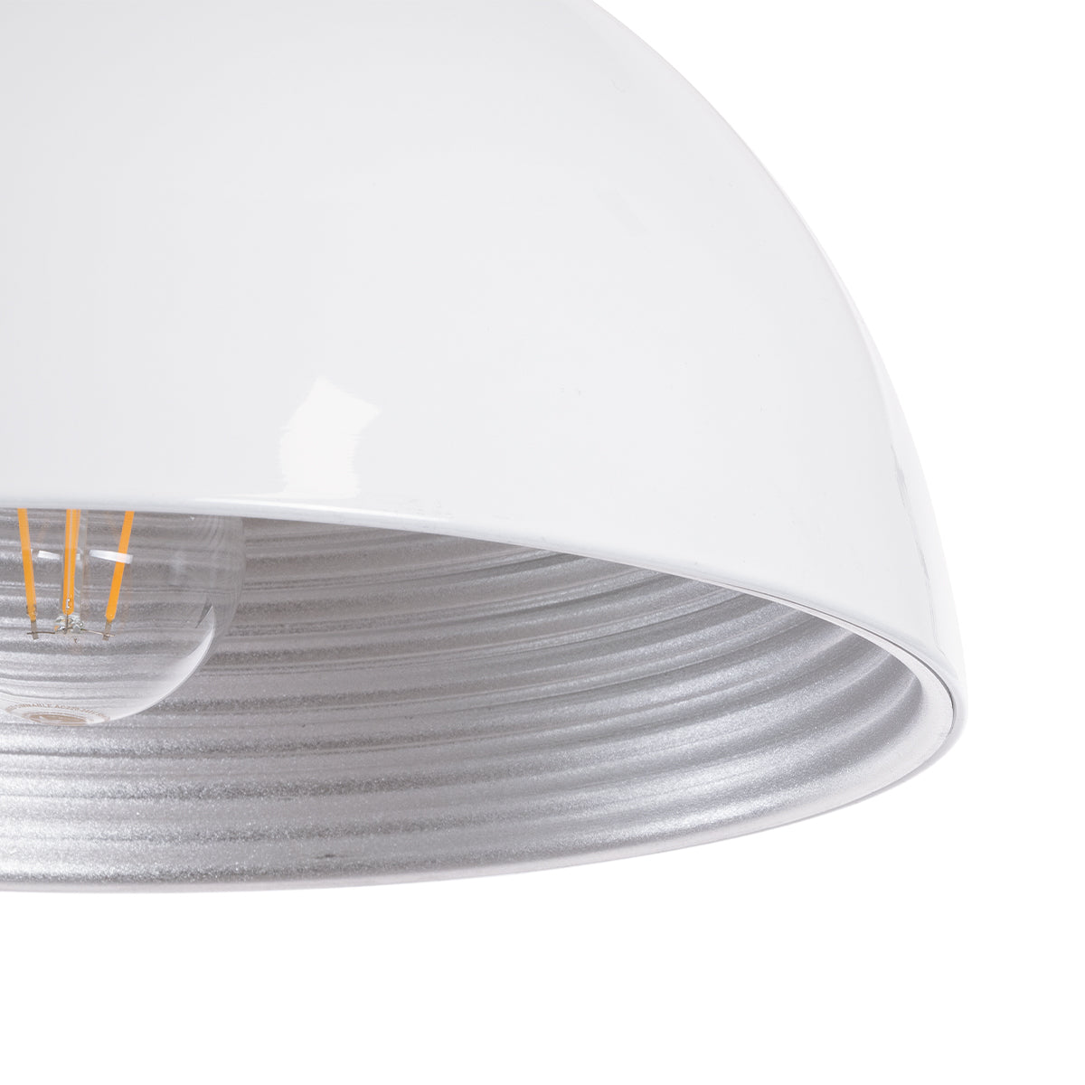 GloboStar® CHIME 01030 Μοντέρνο Κρεμαστό Φωτιστικό Οροφής Μονόφωτο 1 x E27 AC220-240V IP20 - Φ30 x Υ16cm - Λευκό Μεταλλικό Καμπάνα - ledmania.gr