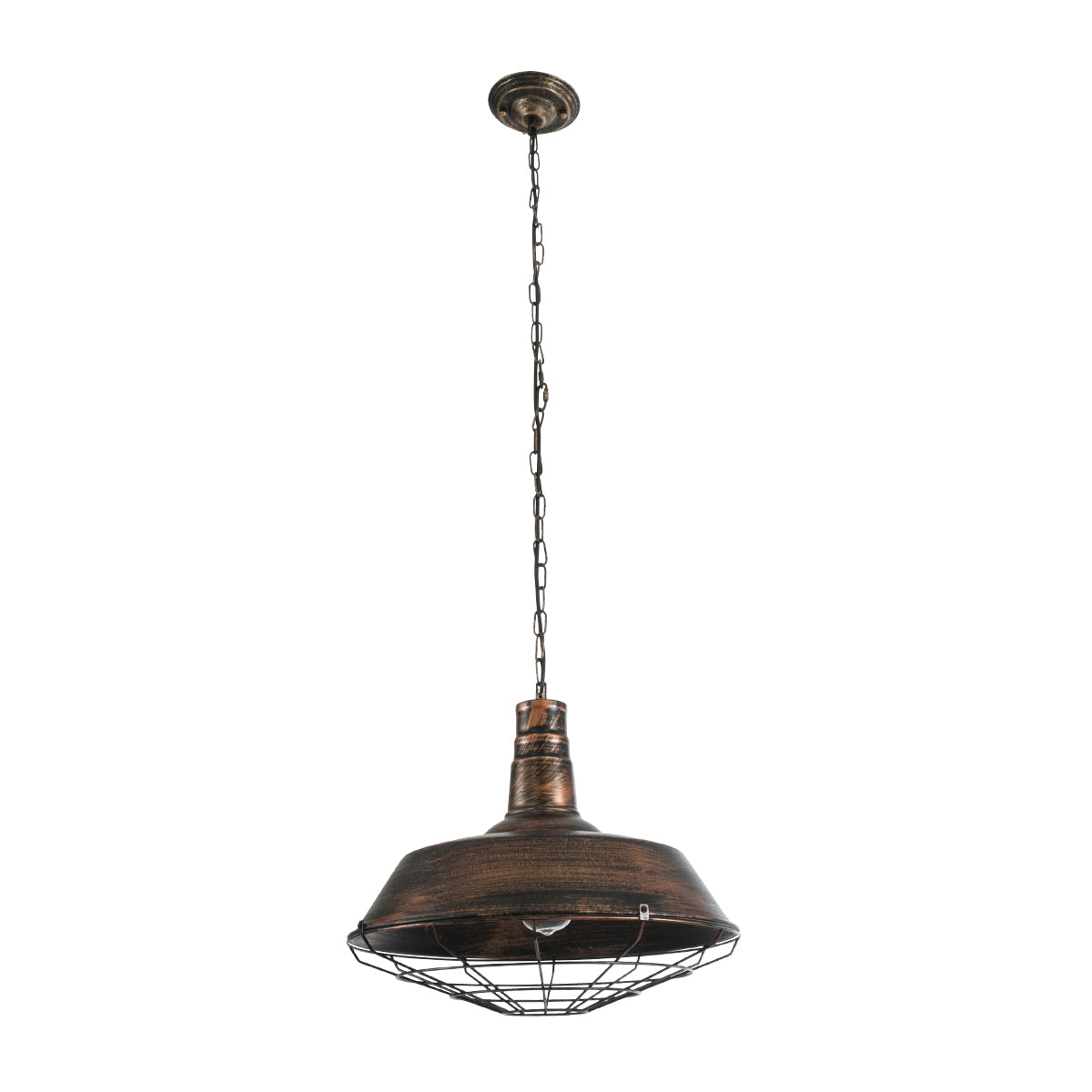 GloboStar® BARN 01045 Vintage Κρεμαστό Φωτιστικό Καμπάνα Μονόφωτο 1 x E27 IP20 Χάλκινο Μέταλλο Μ46 x Π46 x Υ36cm - ledmania.gr