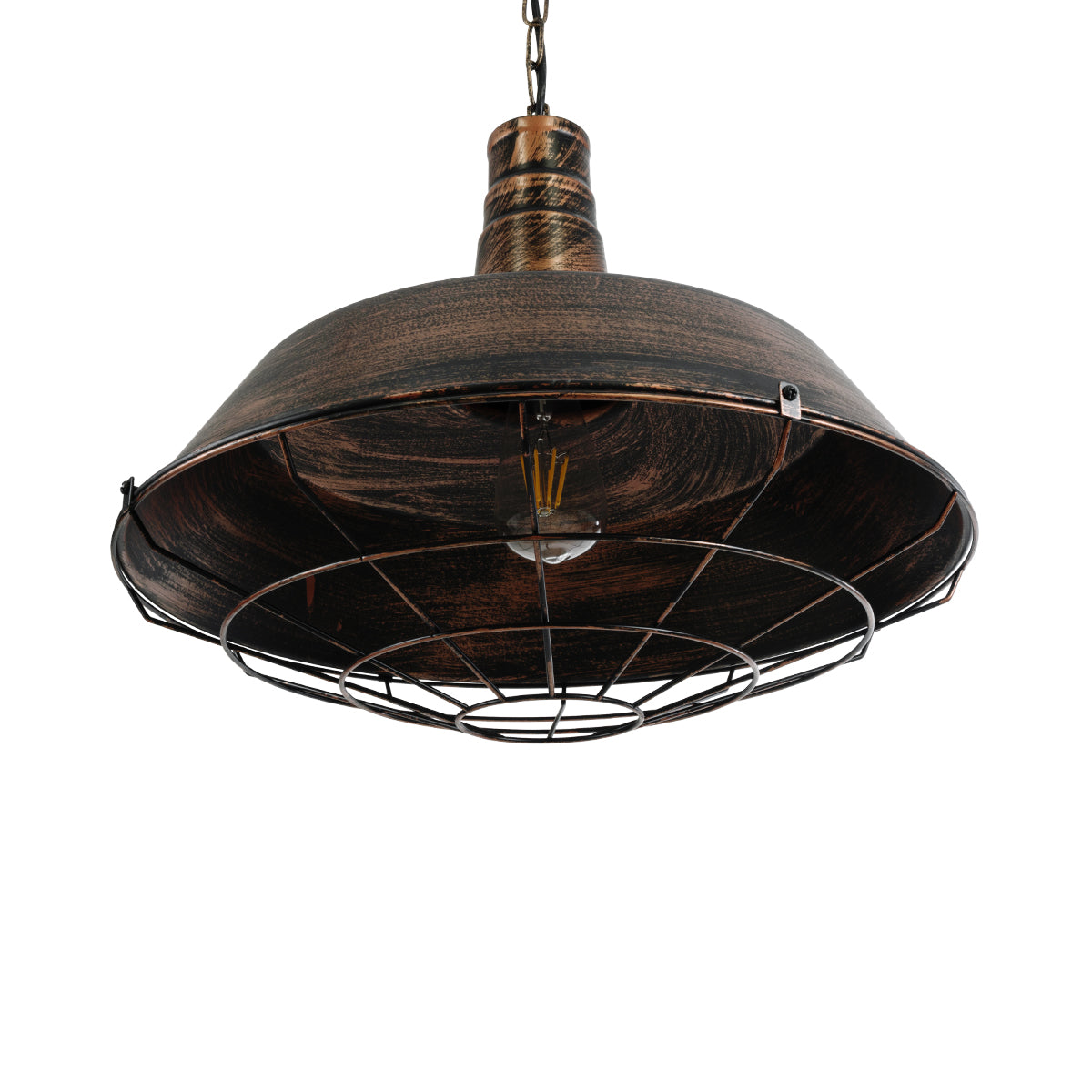 GloboStar® BARN 01045 Vintage Κρεμαστό Φωτιστικό Καμπάνα Μονόφωτο 1 x E27 IP20 Χάλκινο Μέταλλο Μ46 x Π46 x Υ36cm - ledmania.gr