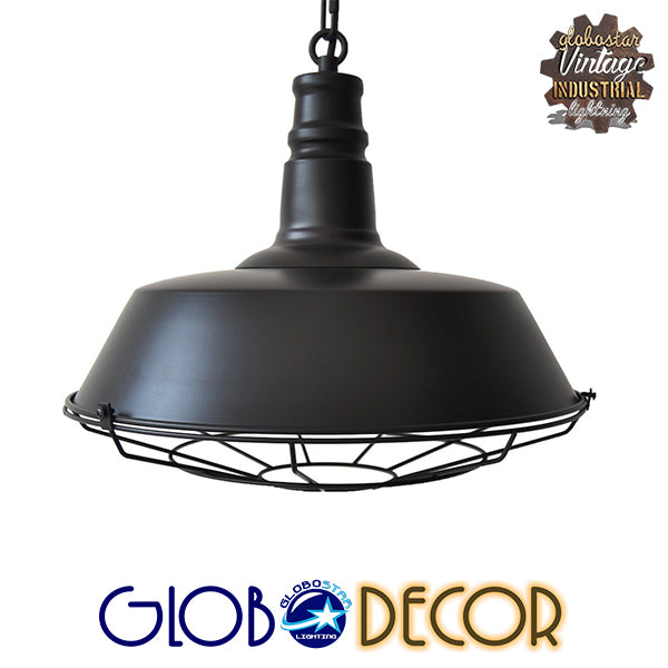 GloboStar® BARN 01048 Vintage Industrial Κρεμαστό Φωτιστικό Οροφής Μονόφωτο 1 x E27 Μαύρο Μεταλλικό Καμπάνα Φ46 x Y25cm - ledmania.gr