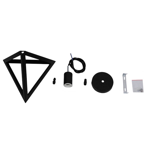 GloboStar® TRIANGLE 01063 Μοντέρνο Κρεμαστό Φωτιστικό Οροφής Μονόφωτο 1 x E27 Μαύρο Μεταλλικό Πλέγμα Φ25 x Y21cm - ledmania.gr