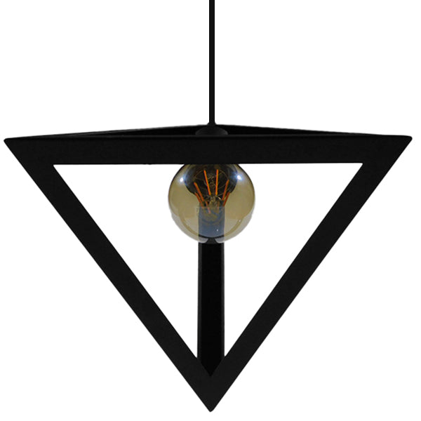 GloboStar® TRIANGLE 01063 Μοντέρνο Κρεμαστό Φωτιστικό Οροφής Μονόφωτο 1 x E27 Μαύρο Μεταλλικό Πλέγμα Φ25 x Y21cm - ledmania.gr