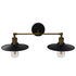 GLOBOSTAR® MINIMALL 01069 Vintage Φωτιστικό Τοίχου - Απλίκα με Ντουί 2 x E27 AC 220-240V IP20 - Μαύρο & Χρυσό - Μ30 x Π60 x Υ18cm - ledmania.gr