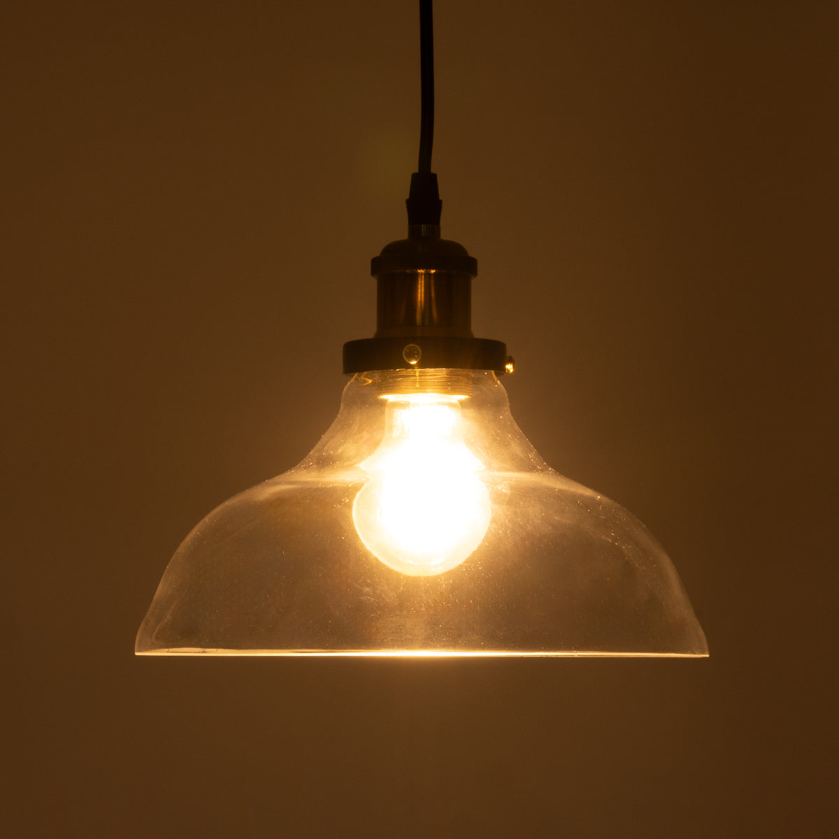 GLOBOSTAR® BINGLEY 01075 Vintage Κρεμαστό Φωτιστικό Οροφής με Ντουί 1 x E27 AC 220-240V IP20 - Διάφανο & Χρυσό - Μ24.5 x Π24.5 x Υ15cm - ledmania.gr