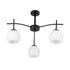 GloboStar® LUNA 01087 Μοντέρνο Φωτιστικό Οροφής Τριφωτο 3 x E27 AC220-240V IP20 - Φ45 x Υ40cm - Μαύρο Μεταλλικό με Λευκό Γυαλί Καμπάνα - ledmania.gr