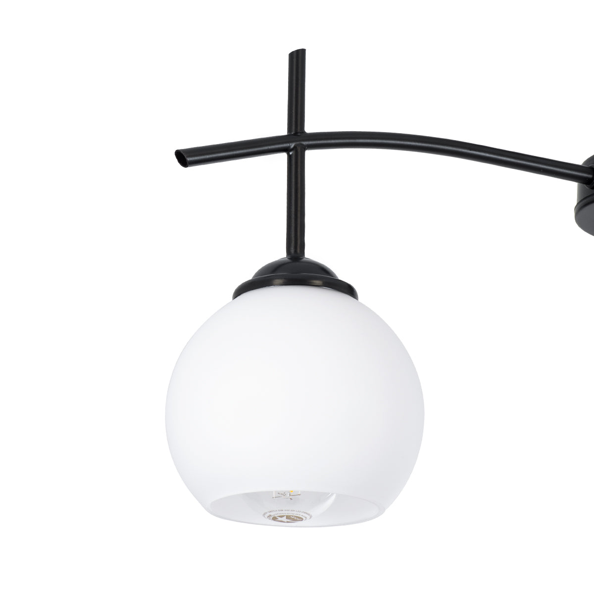 GloboStar® LUNA 01087 Μοντέρνο Φωτιστικό Οροφής Τριφωτο 3 x E27 AC220-240V IP20 - Φ45 x Υ40cm - Μαύρο Μεταλλικό με Λευκό Γυαλί Καμπάνα - ledmania.gr