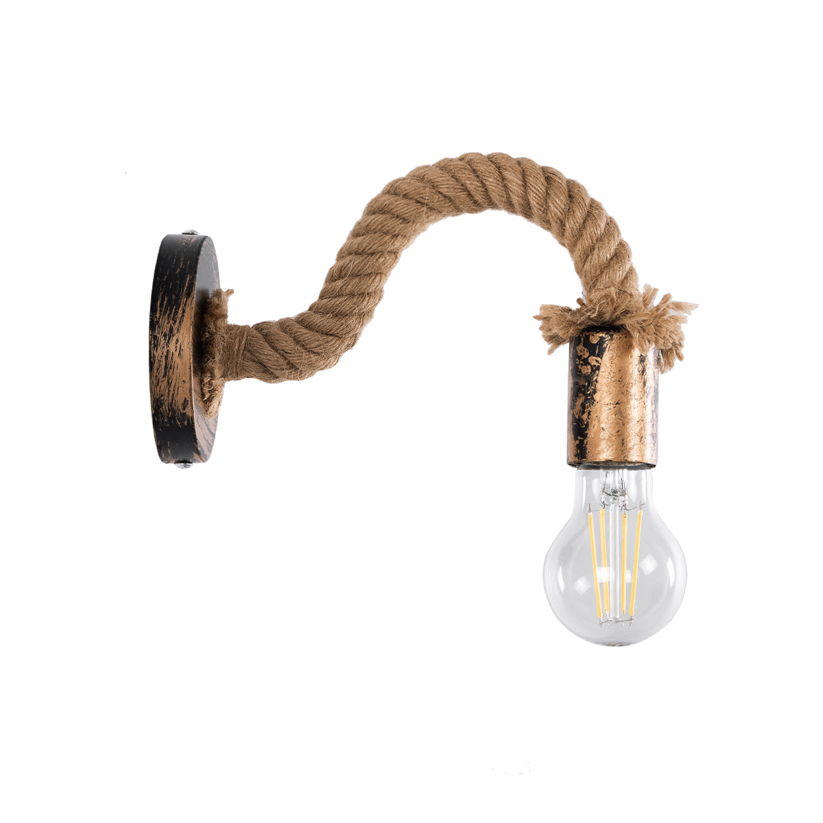 GLOBOSTAR® DAKER 01126 Vintage Φωτιστικό Τοίχου - Απλίκα με Ντουί 1 x E27 AC 220-240V IP20 - Χάλκινο Εφέ Σκουριάς & Μπεζ - Μ10 x Π22 x Υ15cm - ledmania.gr