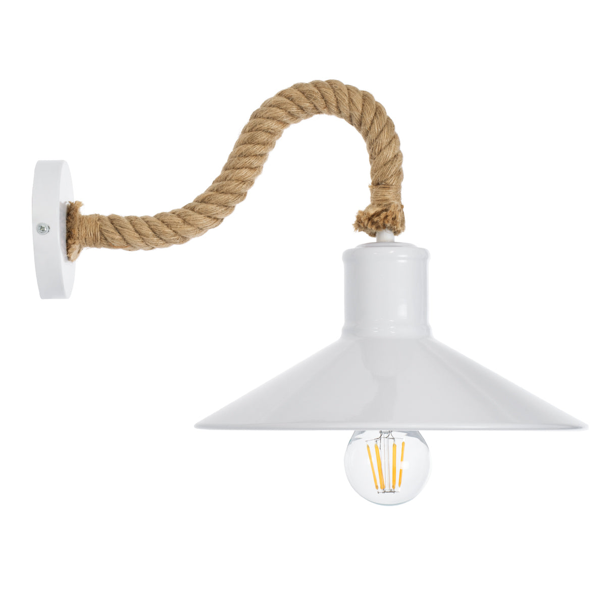 GLOBOSTAR® VINSA 01130 Boho Φωτιστικό Τοίχου - Απλίκα με Ντουί 1 x E27 AC 220-240V IP20 - Λευκό & Μπεζ - Μ37.5 x Π26.7 x Υ25cm - ledmania.gr