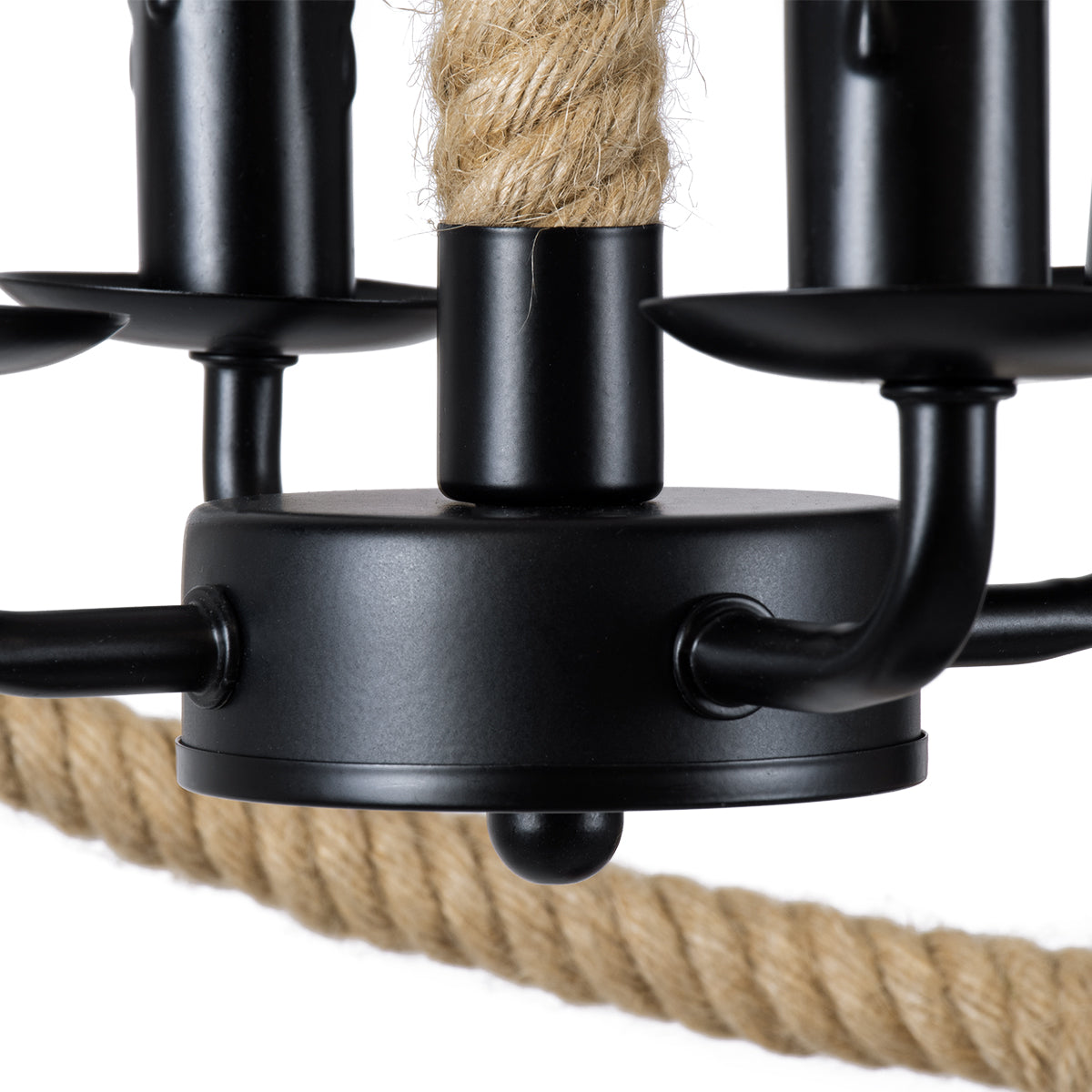 GLOBOSTAR® VITRUVIAN 01141 Boho Κρεμαστό Φωτιστικό Οροφής με Ντουί 4 x E14 AC 220-240V IP20 - Μαύρο & Μπεζ - Μ53 x Π53 x Υ53cm - ledmania.gr