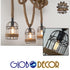 GloboStar® LILO 01149 Vintage Κρεμαστό Φωτιστικό Ράγα Τρίφωτο 3 x E27 IP20 Καφέ Ξύλο με Μπεζ Σχοινί Μ80 x Π15 x Υ100cm