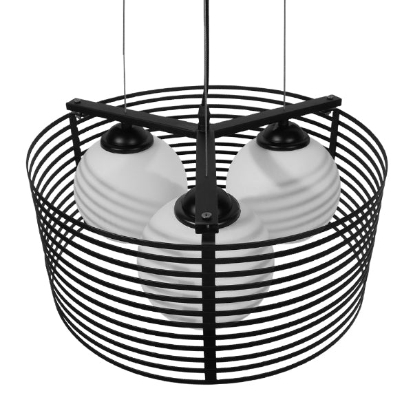 GLOBOSTAR® KEVIA 01150 Μοντέρνο Κρεμαστό Φωτιστικό Οροφής με Ντουί 1 x E27 AC 220-240V IP20 - Μαύρο & Λευκό - Μ40 x Π40 x Υ17.5cm - ledmania.gr
