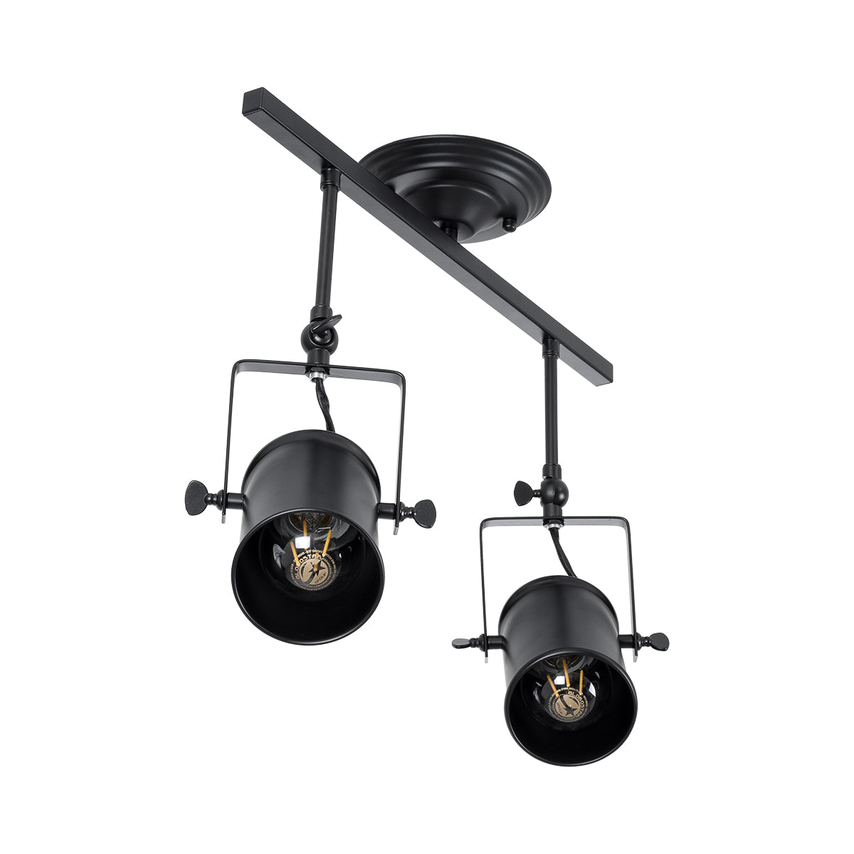GLOBOSTAR® HOLLYWOOD 01154 Vintage Φωτιστικό Οροφής με Ντουί 2 x E27 AC 220-240V IP20 - Μαύρο - Μ45 x Π15 x Υ40cm - ledmania.gr