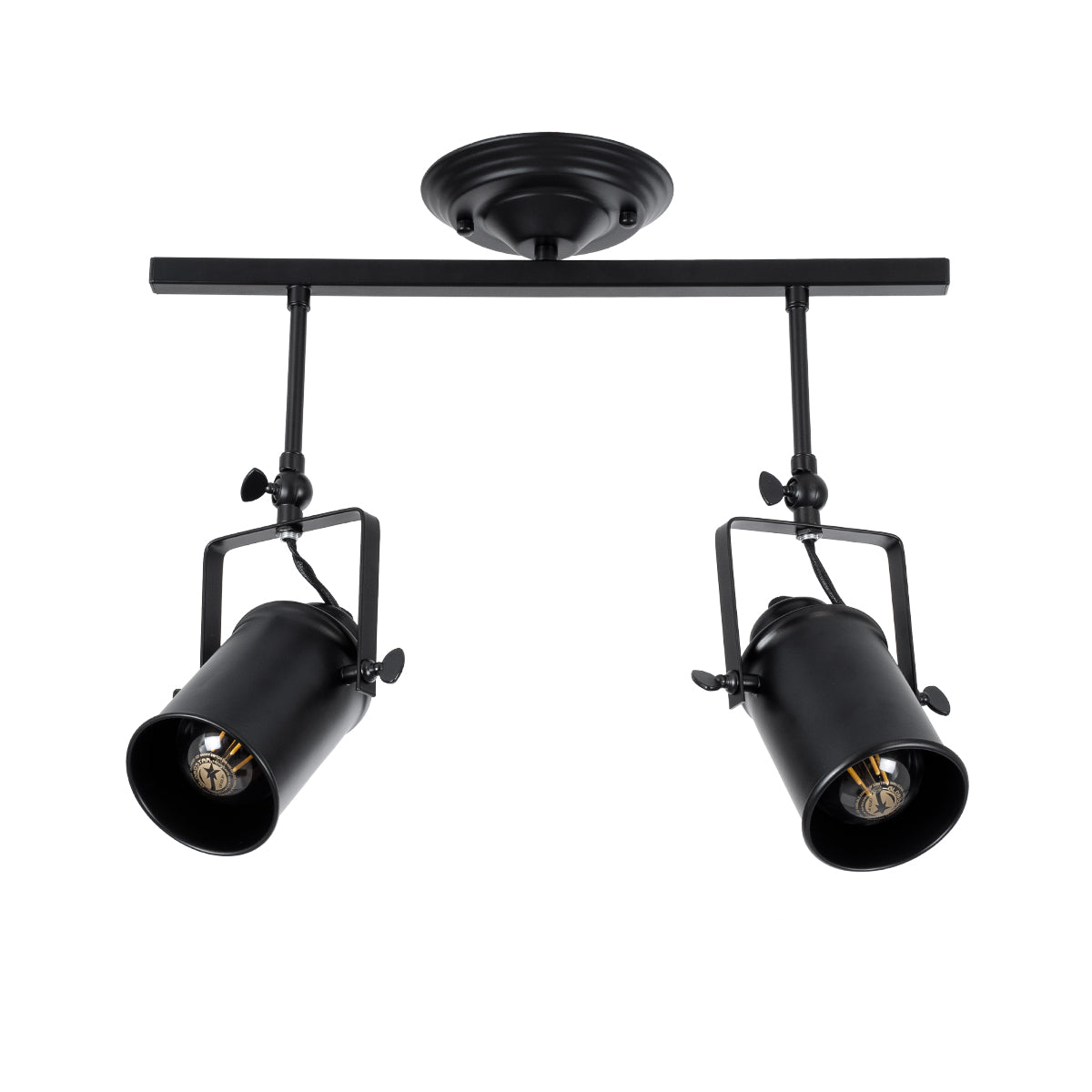 GLOBOSTAR® HOLLYWOOD 01154 Vintage Φωτιστικό Οροφής με Ντουί 2 x E27 AC 220-240V IP20 - Μαύρο - Μ45 x Π15 x Υ40cm - ledmania.gr
