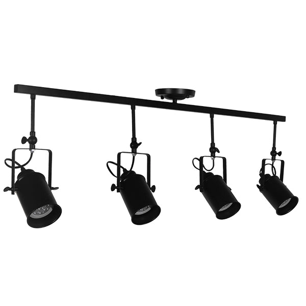 GLOBOSTAR® HOLLYWOOD 01156 Vintage Φωτιστικό Οροφής με Ντουί 4 x E27 AC 220-240V IP20 - Μαύρο - Μ13 x Π110 x Υ38cm - ledmania.gr