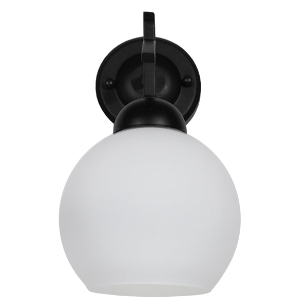 GloboStar® ISEN 01157 Μοντέρνο Επιτοίχιο Φωτιστικό Απλίκα Μονόφωτο 1 x E27 IP20 Μαύρο Μέταλλο με Λευκό Γυαλί - Μ24 x Π15 x Υ27cm - ledmania.gr