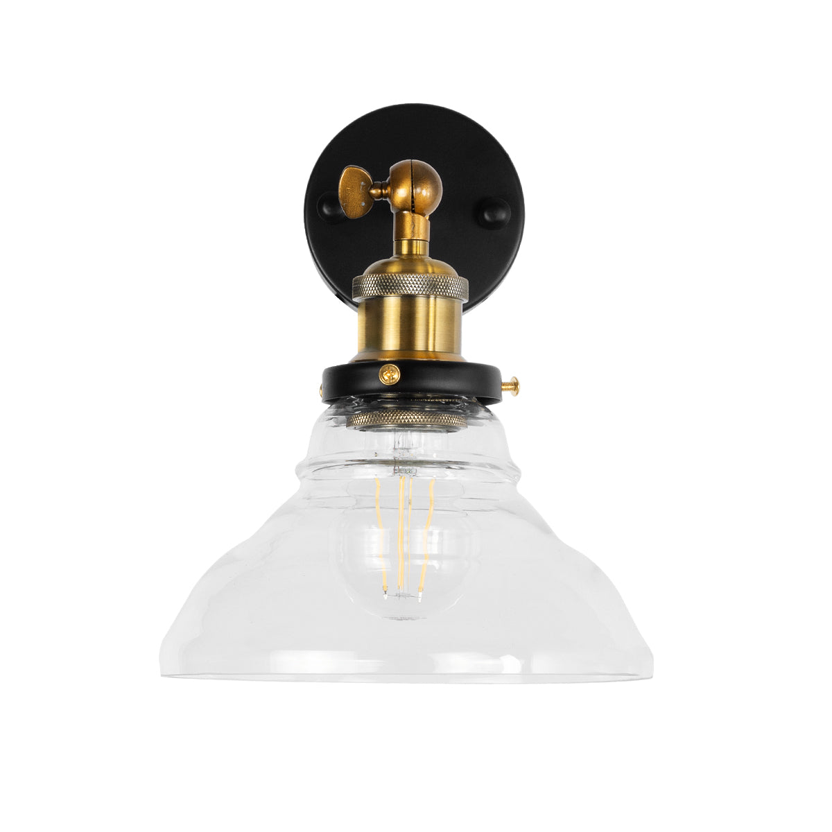 GLOBOSTAR® BINGLEY 01159 Vintage Φωτιστικό Τοίχου - Απλίκα με Ντουί 1 x E27 AC 220-240V IP20 - Διάφανο & Χρυσό - Μ19 x Π30 x Υ24cm - ledmania.gr